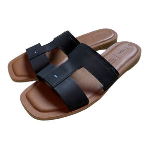 TOMS Black Leather Seacliff Slide Sandal Women’s Size 6.5 NWOT